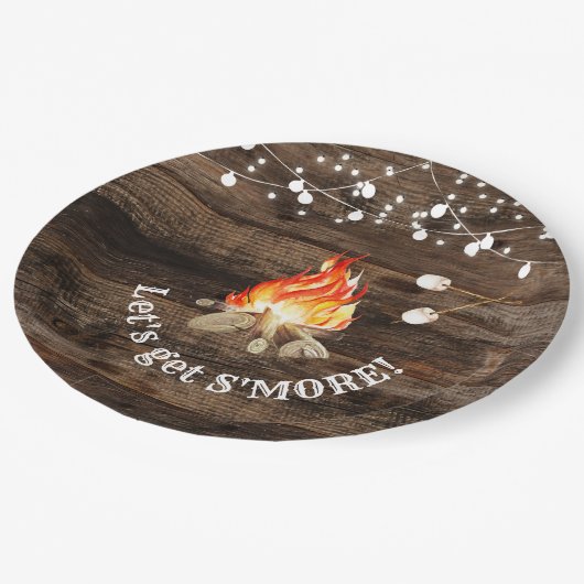 Bonfire Party Let's Get S'more Papieren Bordje (Gekanteld)