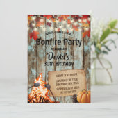 Bonfire Party Rustic Autumn Leaves Barn Birthday Kaart (Staand voorkant)