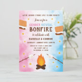 Bonfire S'more Love Baby Gender Reopenbaart Uitnod Kaart (Staand voorkant)