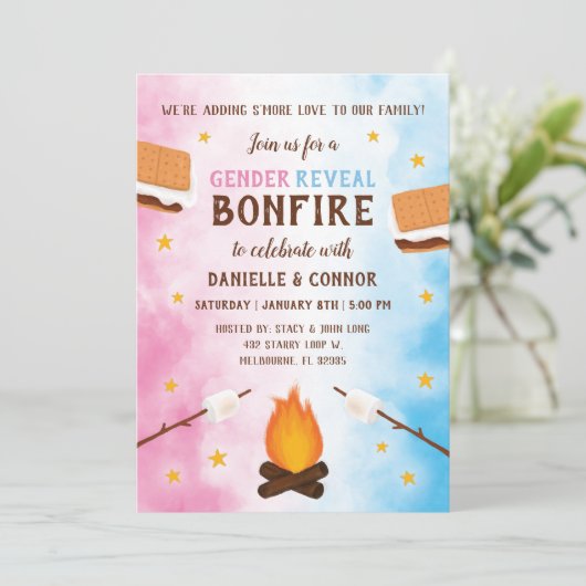 Bonfire S'more Love Baby Gender Reopenbaart Uitnod Kaart