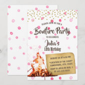 Bonfire & S'mores Camping Pink Stippen Birthday Pa Kaart (Voorkant / Achterkant)