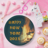 Bonfire-tekst van het nieuwjaarsfeest papieren bordje (Feest)