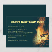 Bonfire Uitnodiging nieuwjaarsfeest (Voorkant / Achterkant)