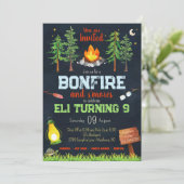 Bonfire Uitnodiging voor verjaardagsfeestje - Camp (Staand voorkant)