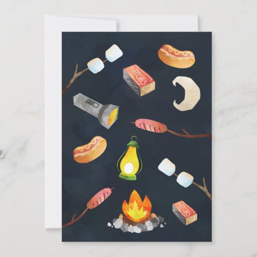 Bonfire Uitnodiging voor verjaardagsfeestje - Camp (Achterkant)