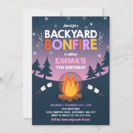 Bonfire verjaardagsuitnodiging Bonfire Camping Par Kaart