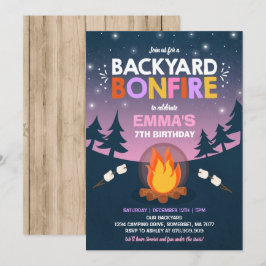 Bonfire verjaardagsuitnodiging Bonfire Camping Par Kaart