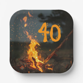 Bonfire vonkt verjaardagsfeestje papieren bordje