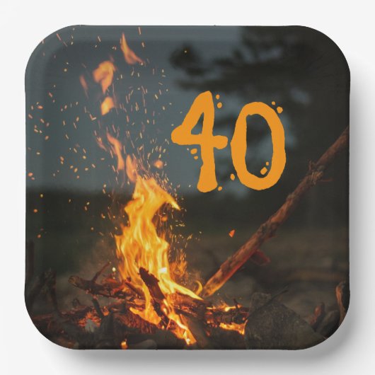 Bonfire vonkt verjaardagsfeestje papieren bordje (Voorkant)