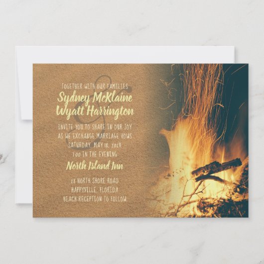 Bonfire Wedding Sjabloon Kaart (Voorkant)
