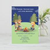 Bonfire Woodland camping buiten verjaardagsfeestje Kaart (Staand voorkant)