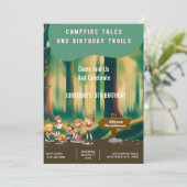 Bonfire Woodland camping buiten verjaardagsfeestje Kaart (Staand voorkant)