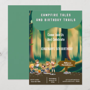 Bonfire Woodland camping buiten verjaardagsfeestje Kaart