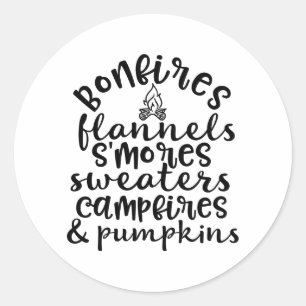 Bonfires Flanels Smores Smashing Pompoen Ronde Sticker