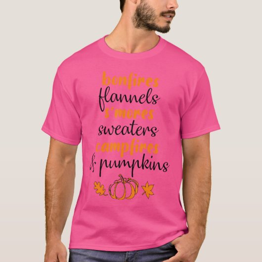 Bonfires Flannels Mores kampvuren en pompoen T-shirt (Voorkant)