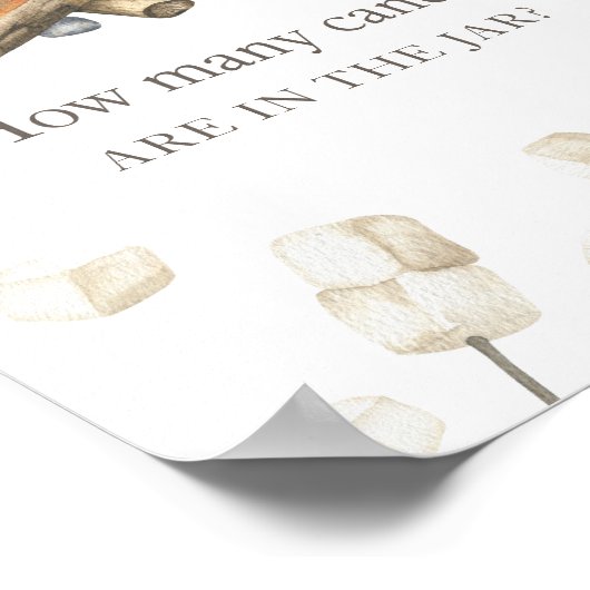 Bonfire's meer baby shower - Hoeveel snoepjes Poster (Hoek)