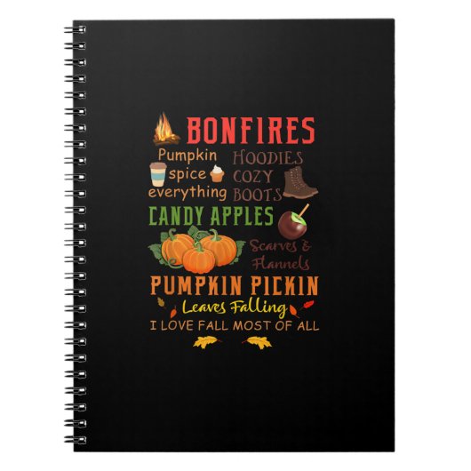 Bonfires Pumpkin Spice Alles Herfst Gift Notitieboek (Voorkant)