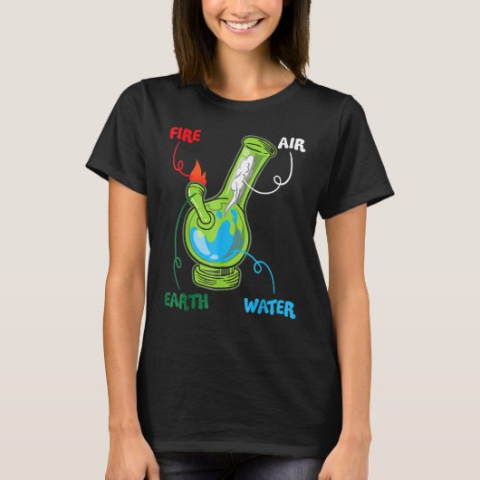 Bong Elements Fire Water Earth Air Thc Weed Smokin T-shirt (Voorkant)