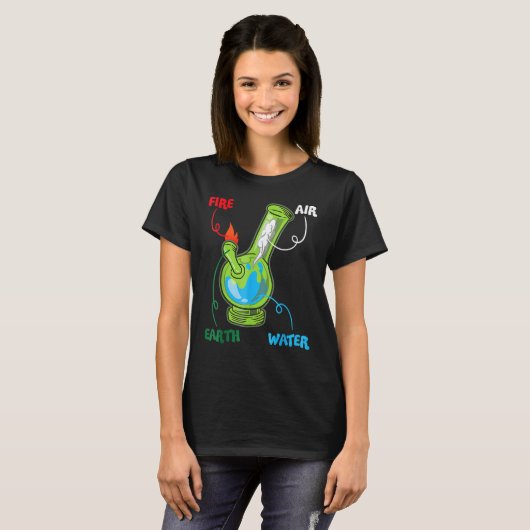 Bong Elements Fire Water Earth Air Thc Weed Smokin T-shirt (Voorkant volledig)