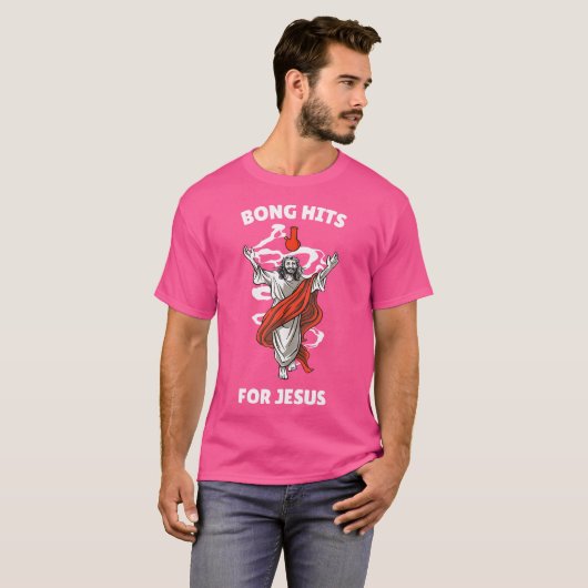 Bong Hits voor Jezus Grappig THC Stoner Gift T-shirt (Voorkant volledig)