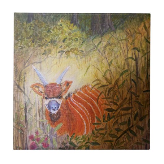 Bongo Antelope tekenen Tegeltje (Voorkant)