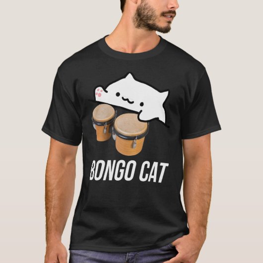 Bongo Cat Meme T-shirt met een schattige Bongo Cat (Voorkant)