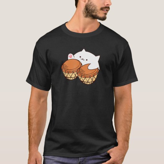 Bongo Cat merch Schattigee kattenmeme T-shirt (Voorkant)
