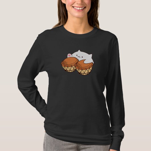 Bongo Cat merch Schattigee kattenmeme T-shirt (Voorkant)