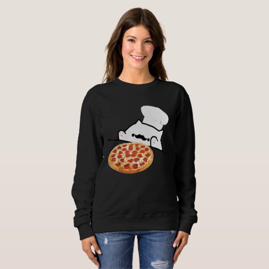Bongo Cat Pizza Chef Dank Memes Trui (Voorkant volledig)