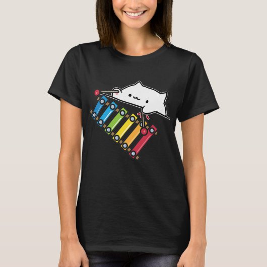 Bongo Cat Plays marimba t-shirt schattig Gamer mem (Voorkant)