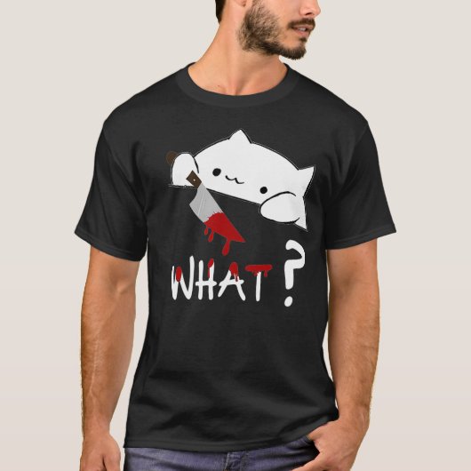 Bongo Cat what Funny Halloween Cat with Bloody T-shirt (Voorkant)