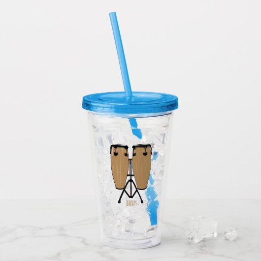 Bongo drum cartoon illustratie acryl drinkbeker (Voorkant ijs)