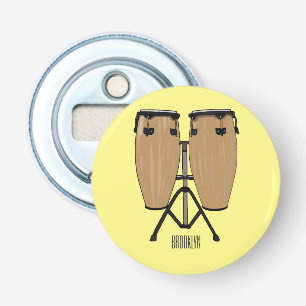 Bongo drum cartoon illustratie button flesopener