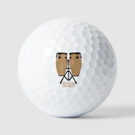 Bongo drum cartoon illustratie golfballen (Voorkant)