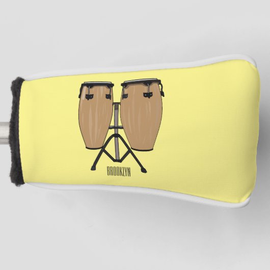 Bongo drum cartoon illustratie golfheadcover (Voorkant)