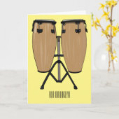 Bongo drum cartoon illustratie kaart (Gele Bloem)