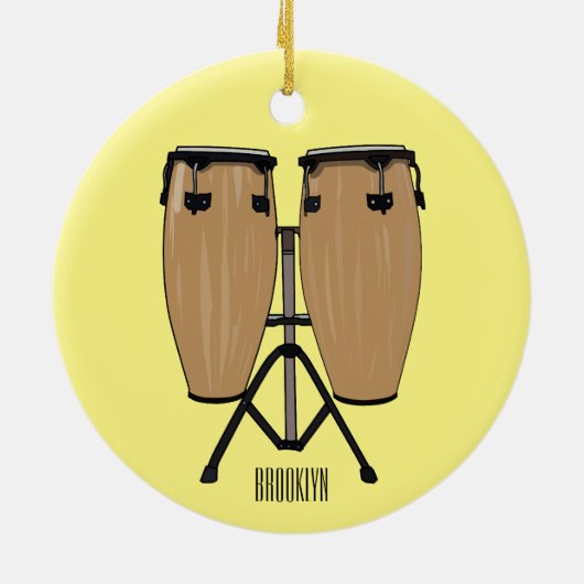 Bongo drum cartoon illustratie keramisch ornament (Achterkant)
