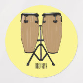 Bongo drum cartoon illustratie labels (Design 2)