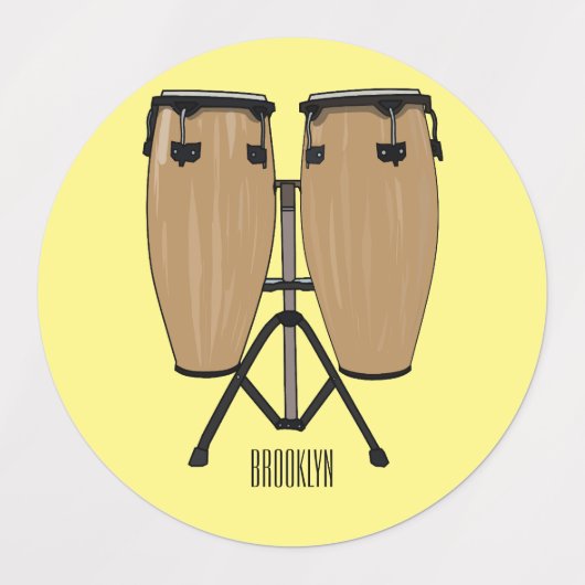 Bongo drum cartoon illustratie labels (Design 2)