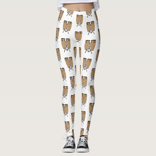 Bongo drum cartoon illustratie leggings (Voorkant)