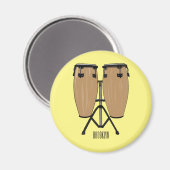 Bongo drum cartoon illustratie magneet (Voorkant / Achterkant)