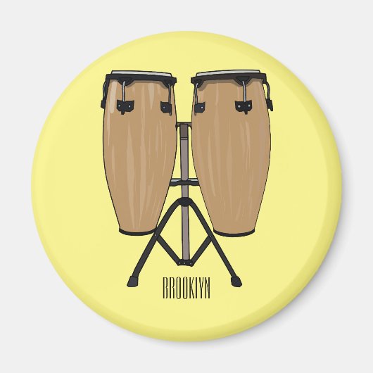 Bongo drum cartoon illustratie magneet (Voorkant)