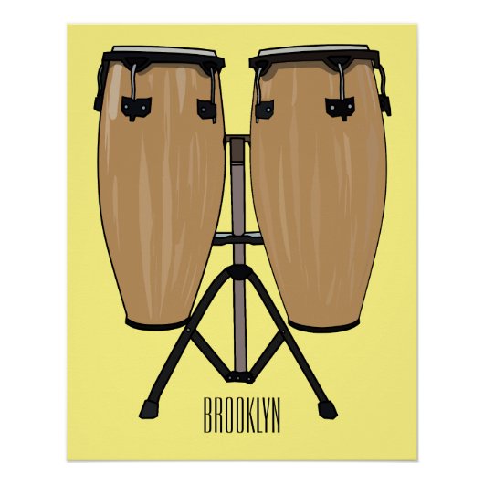 Bongo drum cartoon illustratie perfect poster (Voorkant)