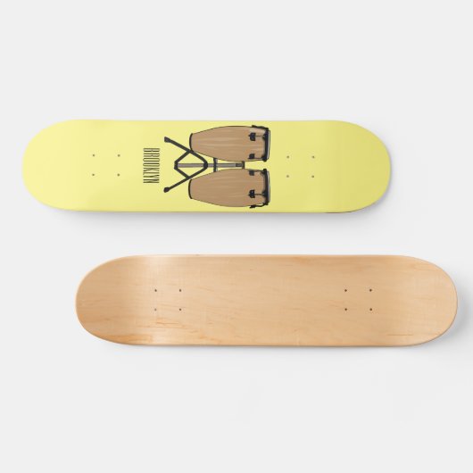 Bongo drum cartoon illustratie persoonlijk skateboard (Horizontaal)