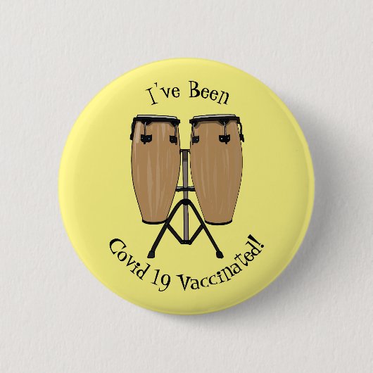 Bongo drum cartoon illustratie ronde button 5,7 cm (Voorkant)