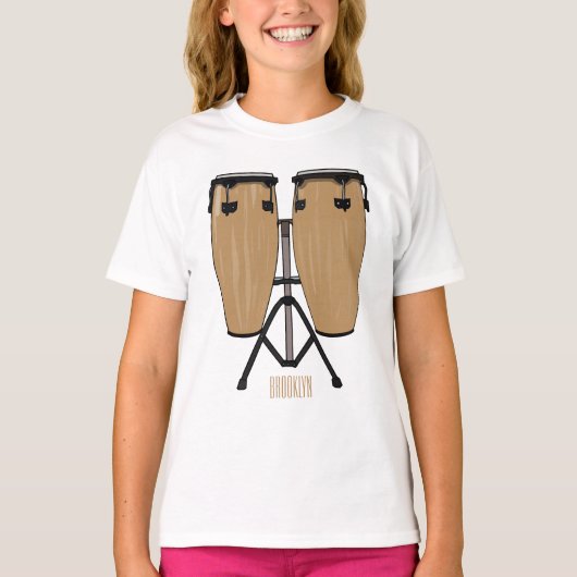 Bongo drum cartoon illustratie t-shirt (Voorkant)