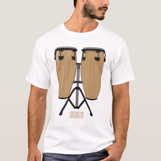 Bongo drum cartoon illustratie t-shirt (Voorkant)