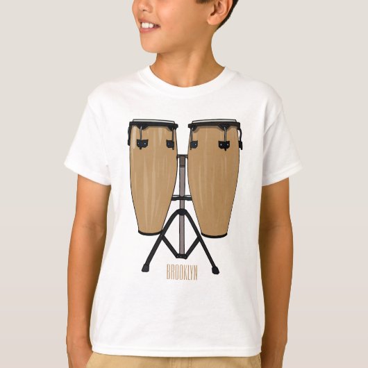 Bongo drum cartoon illustratie t-shirt (Voorkant)