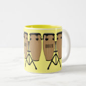 Bongo drum cartoon illustratie tweekleurige koffiemok (Voorkant rechts)