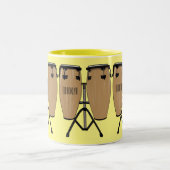 Bongo drum cartoon illustratie tweekleurige koffiemok (Center)